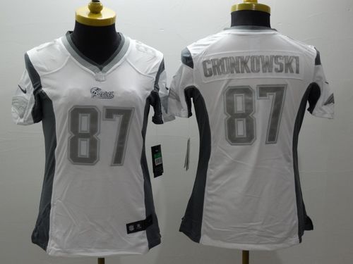 Nike Patriots #87 Rob Gronkowski White Women's Stitched NFL Limited Platinum Jersey